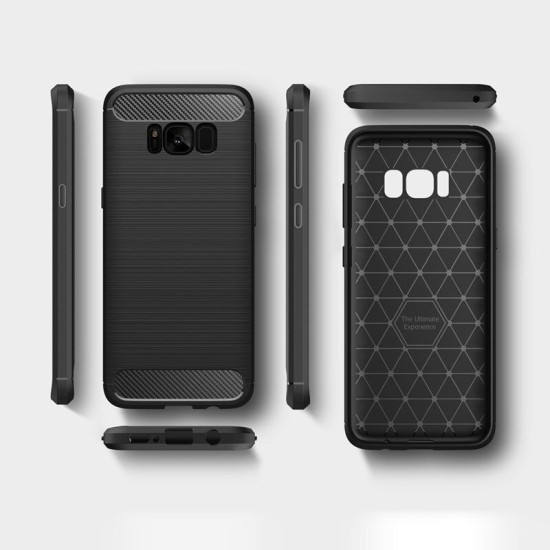 Husa pentru Samsung Galaxy S8 Plus - Techsuit Carbon Silicone - Black