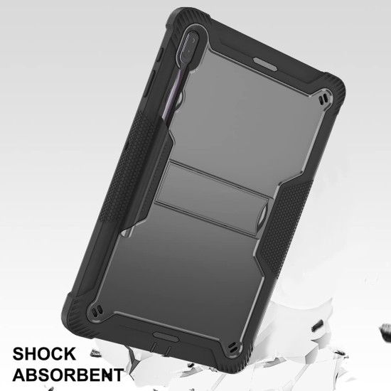 Husa pentru Samsung Galaxy Tab S7 Plus / S8 Plus + Folie - Techsuit Rugged TabShell - Black