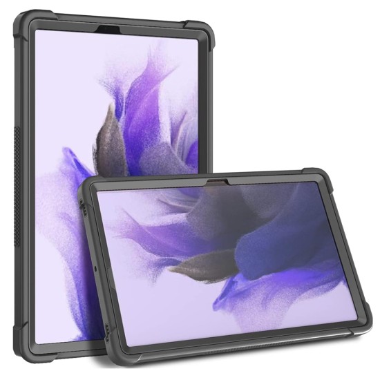 Husa pentru Samsung Galaxy Tab S7 Plus / S8 Plus + Folie - Techsuit Rugged TabShell - Black