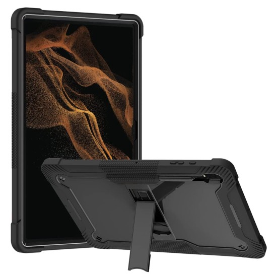 Husa pentru Samsung Galaxy Tab S8 Ultra / S9 Ultra + Folie - Techsuit Rugged TabShell - Black