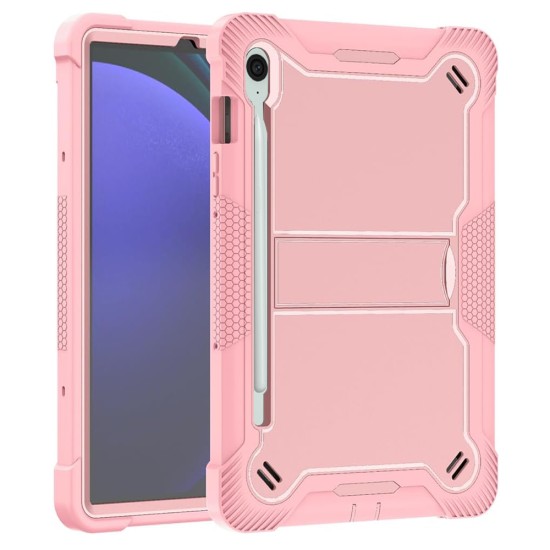 Husa pentru Samsung Galaxy Tab S9 FE + Folie - Techsuit Rugged TabShell - Rose Gold