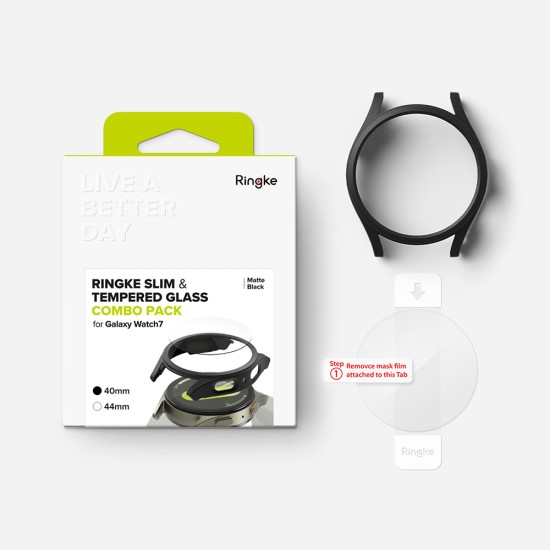 Husa pentru Samsung Galaxy Watch7 40mm + Folie - Ringke Slim - Matte Black