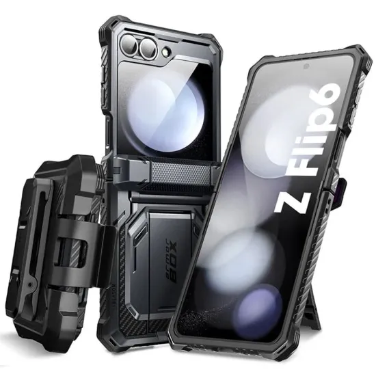 Husa pentru Samsung Galaxy Z Flip6 + Folie - I-Blason Armorbox - Black Husa pentru Samsung Galaxy Z Flip6 + Folie - I-Blason Armorbox - Black