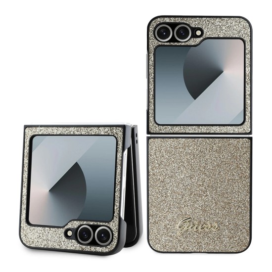 Husa pentru Samsung Galaxy Z Flip6 - Guess Glitter Script (GUHCZF6HGGSHD) - Gold