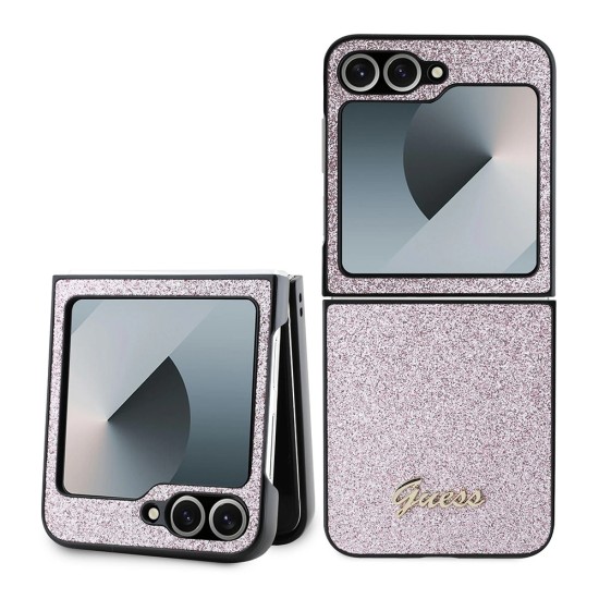 Husa pentru Samsung Galaxy Z Flip6 - Guess Glitter Script (GUHCZF6HGGSHP) - Pink