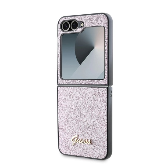 Husa pentru Samsung Galaxy Z Flip6 - Guess Glitter Script (GUHCZF6HGGSHP) - Pink