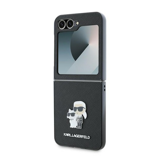 Husa pentru Samsung Galaxy Z Flip6 - Karl Lagerfeld Saffiano (KLHCZF6SAPKCNPK) - Karl&Choupette Metal Pin