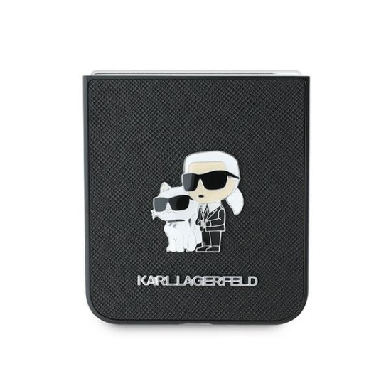 Husa pentru Samsung Galaxy Z Flip6 - Karl Lagerfeld Saffiano (KLHCZF6SAPKCNPK) - Karl&Choupette Metal Pin