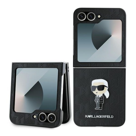 Husa pentru Samsung Galaxy Z Flip6 - Karl Lagerfeld Saffiano (KLHCZF6SAPKINPK) - Monogram Ikonik