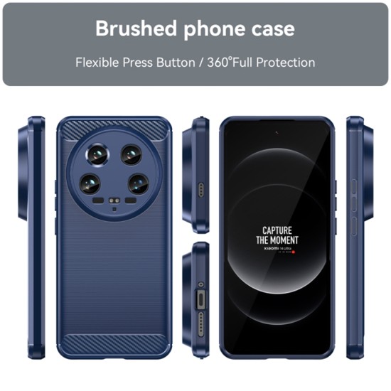 Husa pentru Xiaomi 14 Ultra - Techsuit Carbon Silicone - Blue