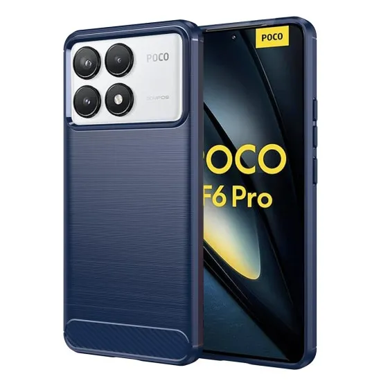 Husa pentru Xiaomi Poco F6 Pro - Techsuit Carbon Silicone - Blue Husa pentru Xiaomi Poco F6 Pro - Techsuit Carbon Silicone - Blue