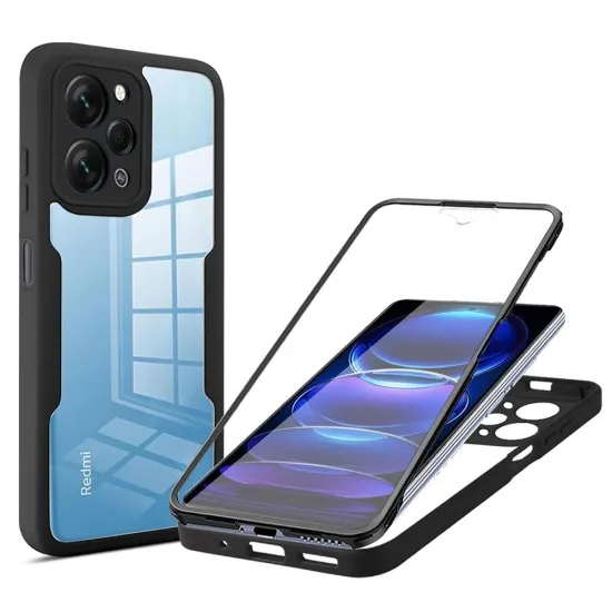 Husa pentru Xiaomi Redmi 12 4G + Folie - Techsuit ColorVerse 360 Series - Black Husa pentru Xiaomi Redmi 12 4G + Folie - Techsuit ColorVerse 360 Series - Black