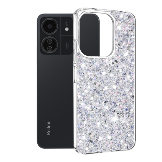 Husa pentru Xiaomi Redmi 13C 4G / 13C 5G / Poco M6 / C65 - Techsuit Sparkly Glitter - White