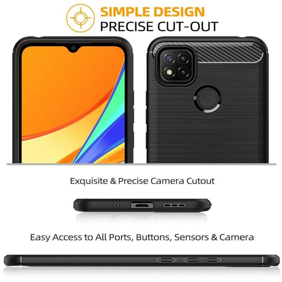 Husa pentru Xiaomi Redmi 9C / Redmi 9C NFC - Techsuit Carbon Silicone - Black