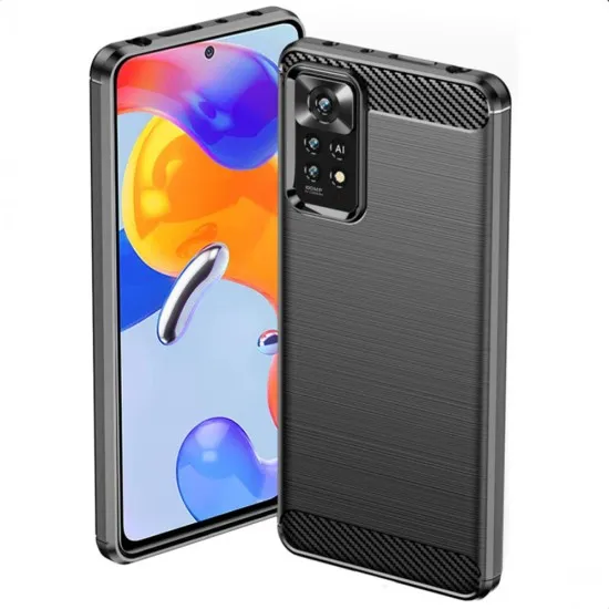 Husa pentru Xiaomi Redmi Note 11 Pro 4G / Note 11 Pro 5G / Note 12 Pro 4G - Techsuit Carbon Silicone - Black