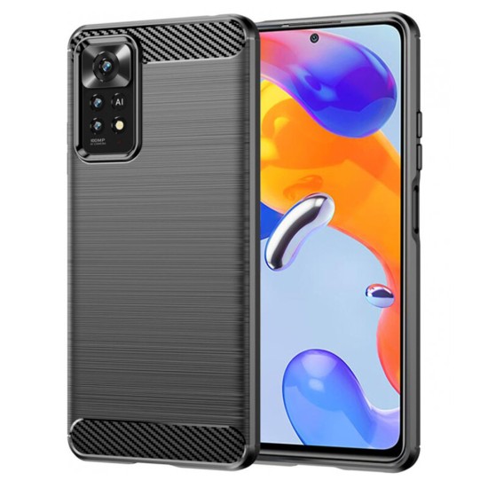 Husa pentru Xiaomi Redmi Note 11 Pro 4G / Note 11 Pro 5G / Note 12 Pro 4G - Techsuit Carbon Silicone - Black