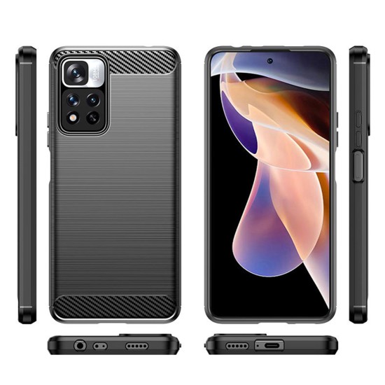 Husa pentru Xiaomi Redmi Note 11 Pro+ 5G - Techsuit Carbon Silicone - Black