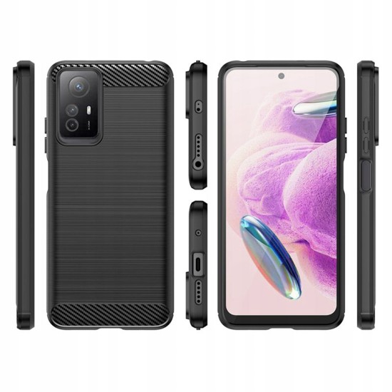 Husa pentru Xiaomi Redmi Note 12S - Techsuit Carbon Silicone - Black