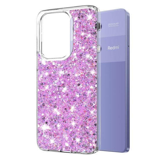 Husa pentru Xiaomi Redmi Note 13 Pro 4G / Poco M6 Pro 4G - Techsuit Sparkly Glitter - Magenta