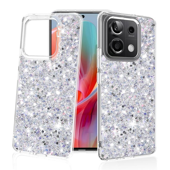 Husa pentru Xiaomi Redmi Note 13 Pro 5G / Poco X6 - Techsuit Sparkly Glitter - White