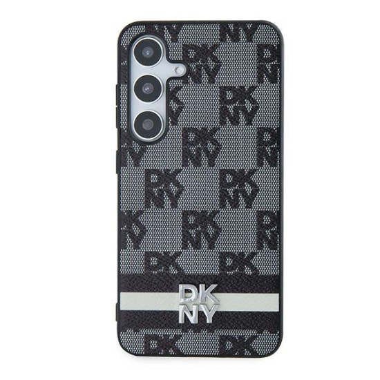 Husa Samsung Galaxy S24 - DKNY Leather Checkered Mono Pattern & Printed Stripes (DKHCS24SPCPTSSK) - Black