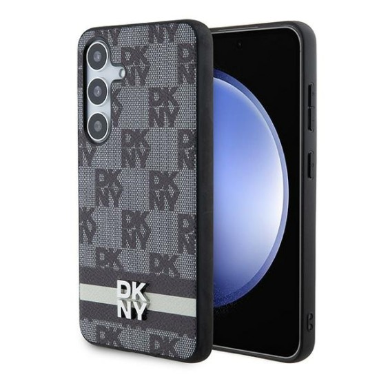 Husa Samsung Galaxy S24 - DKNY Leather Checkered Mono Pattern & Printed Stripes (DKHCS24SPCPTSSK) - Black