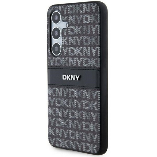 Husa Samsung Galaxy S24 - DKNY Leather Mono Stripe & Metal Logo (DKHCS24SPRTHSLK) - Black