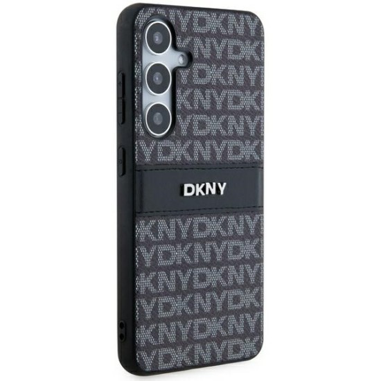 Husa Samsung Galaxy S24 - DKNY Leather Mono Stripe & Metal Logo (DKHCS24SPRTHSLK) - Black