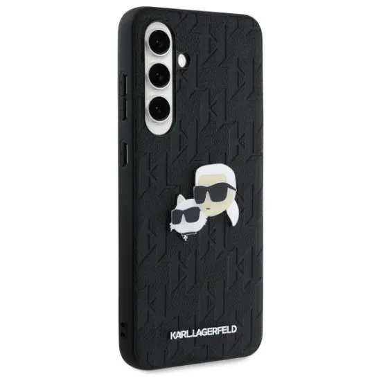 Husa Samsung Galaxy S24 FE - Karl Lagerfeld Hardcase Leather (KLHCS24FEPGKLKCPK) - Monogram Karl&Chaoupette Head Pin