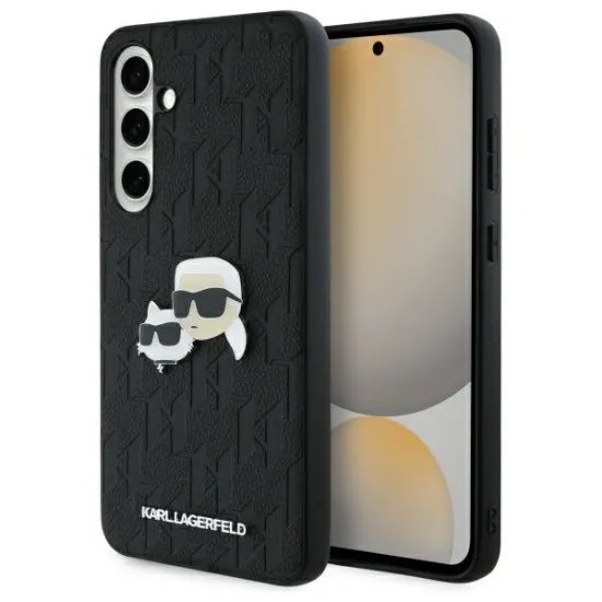 Husa Samsung Galaxy S24 FE - Karl Lagerfeld Hardcase Leather (KLHCS24FEPGKLKCPK) - Monogram Karl&Chaoupette Head Pin