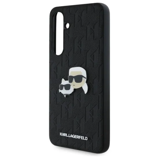 Husa Samsung Galaxy S24 FE - Karl Lagerfeld Hardcase Leather (KLHCS24FEPGKLKCPK) - Monogram Karl&Chaoupette Head Pin