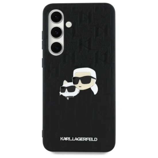 Husa Samsung Galaxy S24 FE - Karl Lagerfeld Hardcase Leather (KLHCS24FEPGKLKCPK) - Monogram Karl&Chaoupette Head Pin