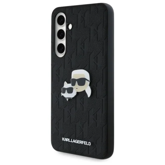 Husa Samsung Galaxy S24 FE - Karl Lagerfeld Hardcase Leather (KLHCS24FEPGKLKCPK) - Monogram Karl&Chaoupette Head Pin