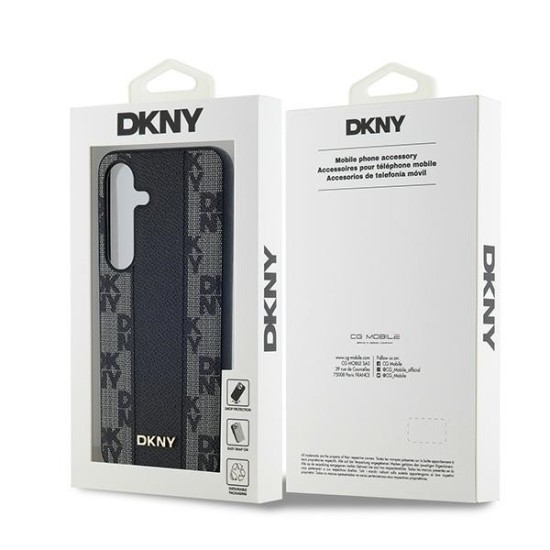 Husa Samsung Galaxy S24 Plus - DKNY Leather Checkered Mono Pattern MagSafe (DKHMS24MPCPVSLK ) - Black