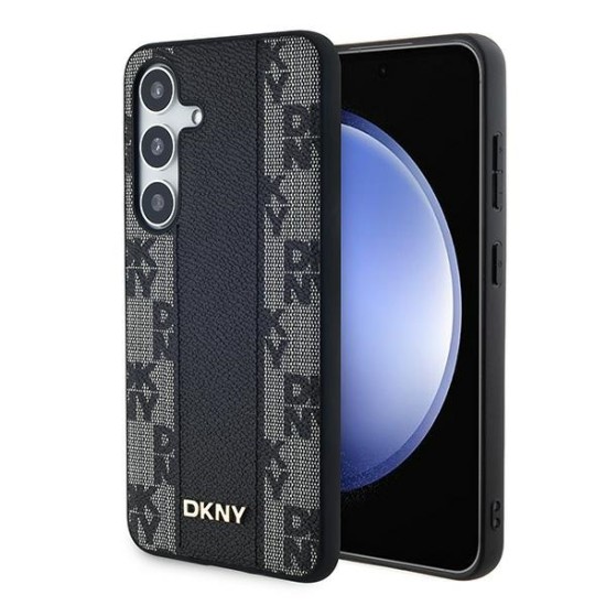 Husa Samsung Galaxy S24 Plus - DKNY Leather Checkered Mono Pattern MagSafe (DKHMS24MPCPVSLK ) - Black