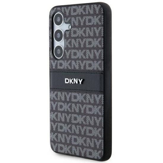 Husa Samsung Galaxy S24 Plus - DKNY Leather Mono Stripe & Metal Logo (DKHCS24MPRTHSLK) - Black