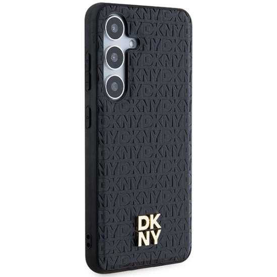 Husa Samsung Galaxy S24 Plus - DKNY Leather Pattern Metal Logo MagSafe (DKHMS24MPSHRPSK) - Black