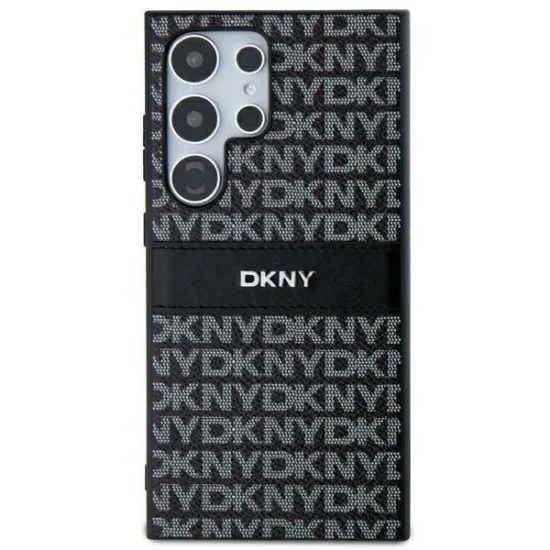 Husa Samsung Galaxy S24 Ultra - DKNY Leather Mono Stripe & Metal Logo (DKHCS24LPRTHSLK) - Black