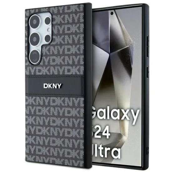 Husa Samsung Galaxy S24 Ultra - DKNY Leather Mono Stripe & Metal Logo (DKHCS24LPRTHSLK) - Black