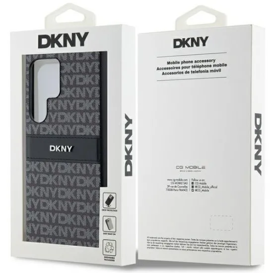 Husa Samsung Galaxy S24 Ultra - DKNY Leather Mono Stripe & Metal Logo (DKHCS24LPRTHSLK) - Black