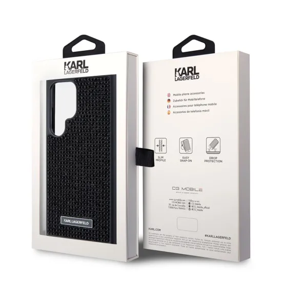 Husa Samsung Galaxy S24 Ultra - Karl Lagerfeld Hardcase Rhinestone (KLHCS24LHDSPRK) - Logo Metal Plate