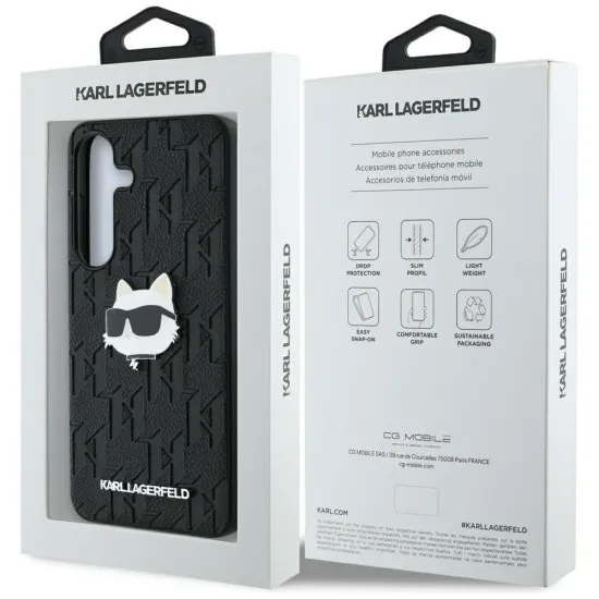 Husa Samsung Galaxy S25 - Karl Lagerfeld Hardcase Monogram Leather (KLHCS25SPGKLCHPK) - Choupette Head Pin Husa Samsung Galaxy S25 - Karl Lagerfeld Hardcase Monogram Leather (KLHCS25SPGKLCHPK) - Choupette Head Pin