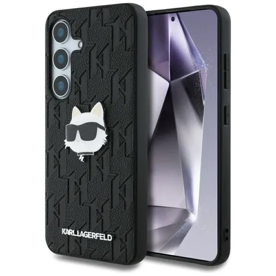 Husa Samsung Galaxy S25 - Karl Lagerfeld Hardcase Monogram Leather (KLHCS25SPGKLCHPK) - Choupette Head Pin Husa Samsung Galaxy S25 - Karl Lagerfeld Hardcase Monogram Leather (KLHCS25SPGKLCHPK) - Choupette Head Pin