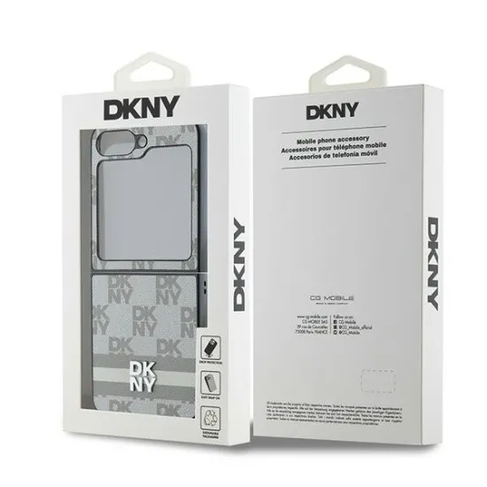 Husa Samsung Galaxy Z Flip6 - DKNY Leather Chequered Pattern Printed Stripes (DKHCZF6PCPTSSE) - Beige Husa Samsung Galaxy Z Flip6 - DKNY Leather Chequered Pattern Printed Stripes (DKHCZF6PCPTSSE) - Beige