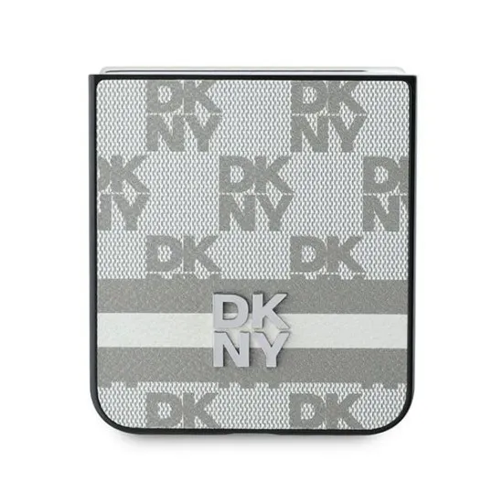 Husa Samsung Galaxy Z Flip6 - DKNY Leather Chequered Pattern Printed Stripes (DKHCZF6PCPTSSE) - Beige Husa Samsung Galaxy Z Flip6 - DKNY Leather Chequered Pattern Printed Stripes (DKHCZF6PCPTSSE) - Beige