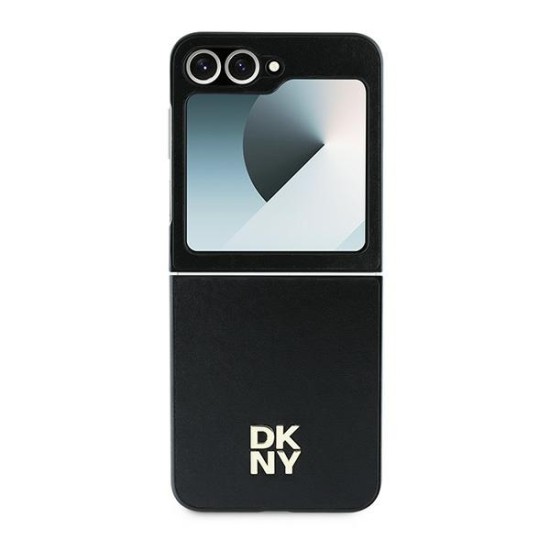 Husa Samsung Galaxy Z Flip6 - DKNY Leather Metal Stack Logo (DKHCZF6PSMCSLK) - Black