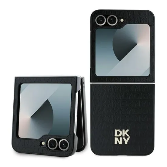 Husa Samsung Galaxy Z Flip6 - DKNY Leather Repeat Pattern Stack Logo (DKHCZF6PSHRPSK) - Black Husa Samsung Galaxy Z Flip6 - DKNY Leather Repeat Pattern Stack Logo (DKHCZF6PSHRPSK) - Black