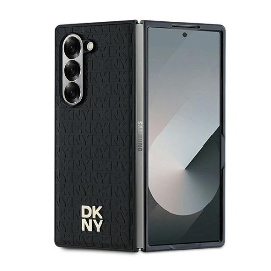 Husa Samsung Galaxy Z Fold6 - DKNY Leather Repeat Pattern Stack Logo (DKHMZFD6PSHRPSK) - Black