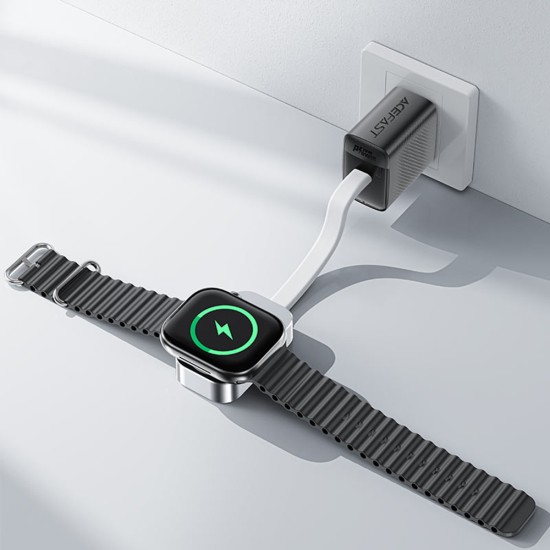 Incaractor Magnetic pentru iWatch, 5W, with Type-C Cable, Portable - Acefast (E21) - Silver Incaractor Magnetic pentru iWatch, 5W, with Type-C Cable, Portable - Acefast (E21) - Silver