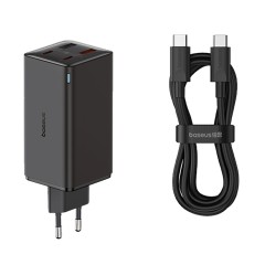 Incarcator 2x USB, 2x Type-C, 100W + Cablu Type-C, 100W, 20V, 5A, 1m - Baseus GaN6 Pro (P10162705112-00) - Black Incarcator 2x USB, 2x Type-C, 100W + Cablu Type-C, 100W, 20V, 5A, 1m - Baseus GaN6 Pro (P10162705112-00) - Black
